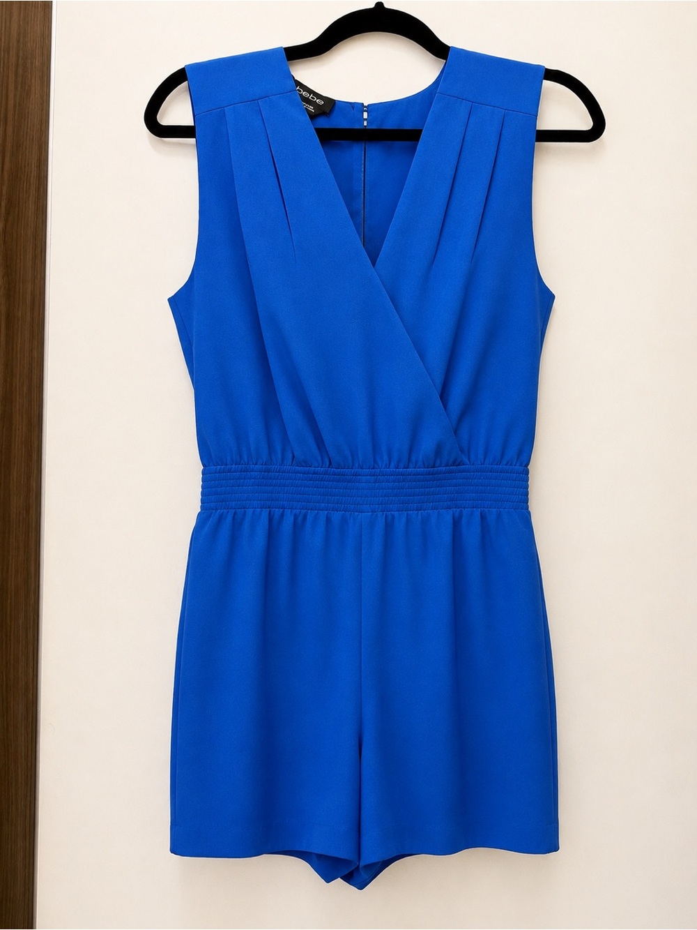 Bebe Sleeveless Royal Blue V-Neck Romper Dress